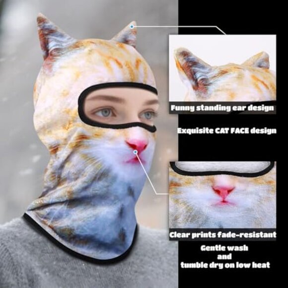 Fleece-Lined Balaclava Ski Mask with Cat Ears for Winter Sports main image 4